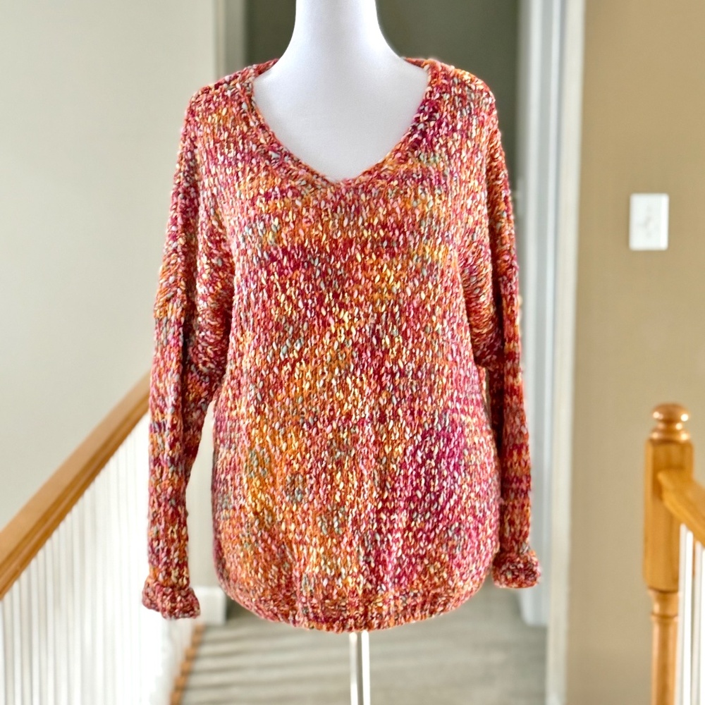 On The Road Chunky Knit‎ V-Neck Sweater Oversized Pullover M/L
